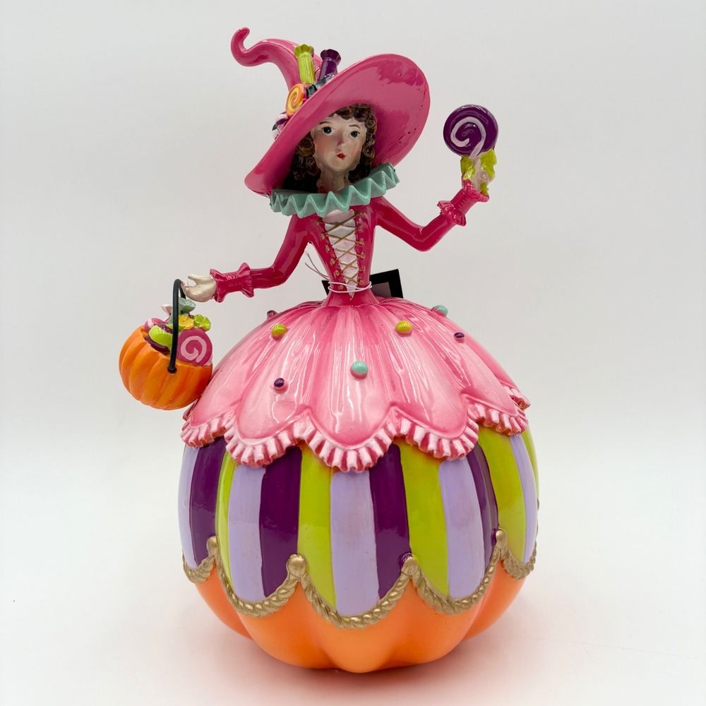 GHOULISH Whimsical HALLOWEEN Witch‎ Figurine Candy Lollipop Pumpkin Decor